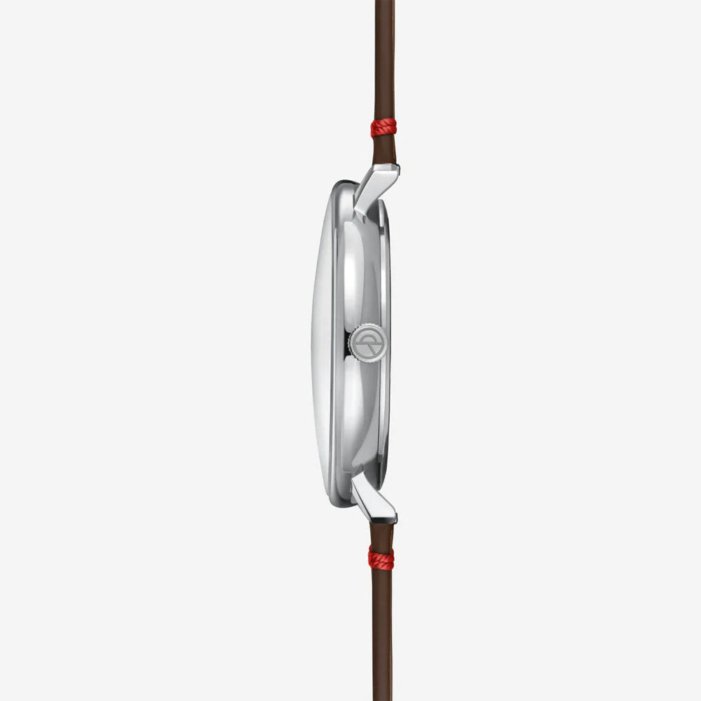 Sternglas HAMBURG EDITION ARGO 42mm Quartz Watch S01-HHA06-EB03, Silver Tone Case, Sapphire Crystal, Brown Leather Strap, 5 ATM Water Resistant