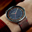 Sternglas HAMBURG EDITION ARGO 42mm Quartz Watch S01-HHA06-EB03, Silver Tone Case, Sapphire Crystal, Brown Leather Strap, 5 ATM Water Resistant