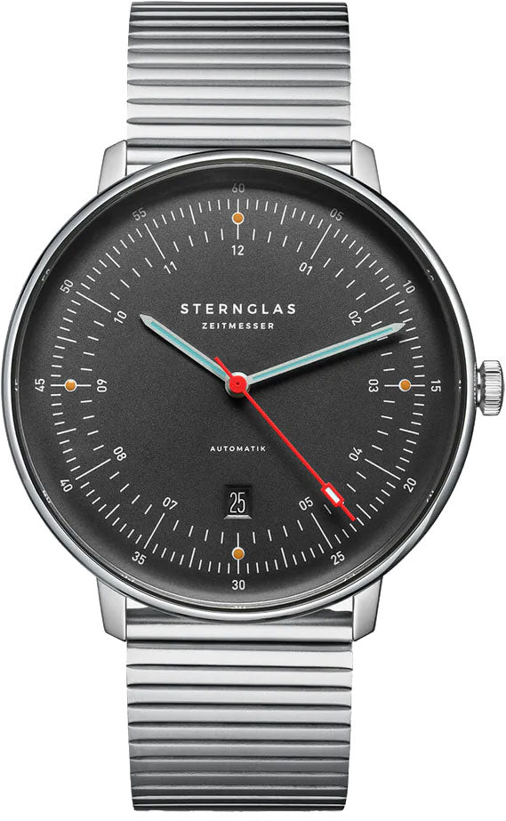 Sternglas Hamburg Automatik Edition Neuwerk 42mm Watch S02-HHN11-ME06, Storm Grey Dial, Sapphire Crystal, Stainless Steel Segment Strap, 5 ATM Water Resistant