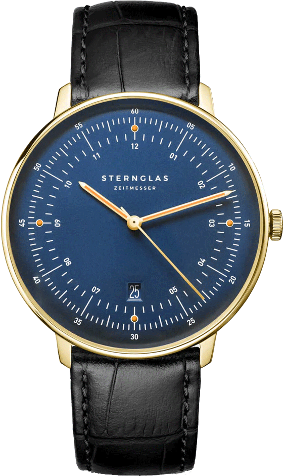 Sternglas Hamburg Edition Marine 42mm Watch S01-HHM07-HE03, Dark Blue Dial, Sapphire Crystal, Black Leather Strap, 5 ATM Water Resistant