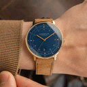 Sternglas Hamburg Edition Marine 42mm Watch S01-HHM07-WL02, Dark Blue Dial, Sapphire Crystal, Brown Suede Leather Strap, 5 ATM Water Resistant