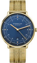 Sternglas Hamburg Edition Marine 42mm Watch S01-HHM07-ME09, Dark Blue Dial, Sapphire Crystal, Gold Stainless Steel Bracelet, 5 ATM Water Resistant