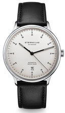 Sternglas KANTON 2.0 39mm Automatic Watch S02-KF10-MO01, Silver Dial, Sapphire Crystal, Modena Black Leather Strap, 5 ATM Water Resistant