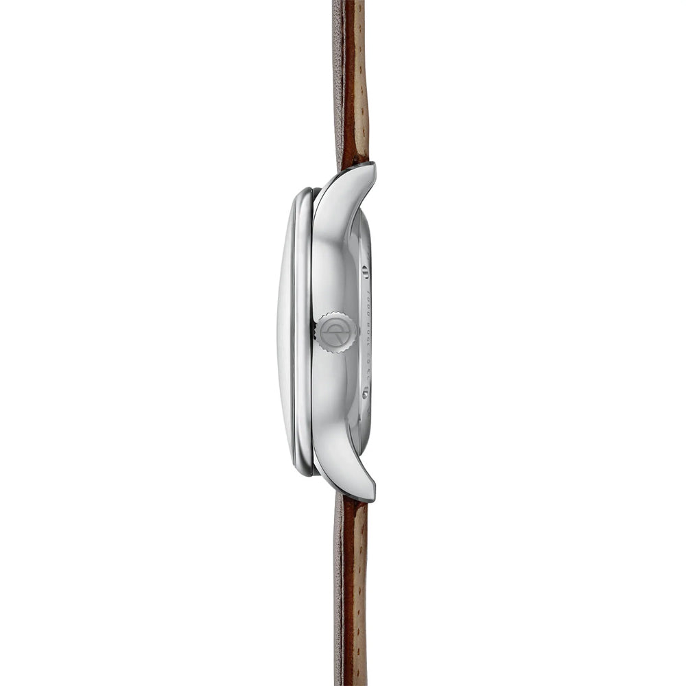 Sternglas KANTON 2.0 39mm Automatic Watch S02-KF10-MO02, Silver Dial, Sapphire Crystal, Modena Brown Leather Strap, 5 ATM Water Resistant