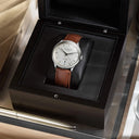 Sternglas KANTON 2.0 39mm Automatic Watch S02-KF10-MO02, Silver Dial, Sapphire Crystal, Modena Brown Leather Strap, 5 ATM Water Resistant