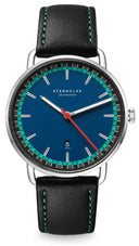 Sternglas Levin Blue S01-LE06-MO18 – Elegant 40mm Quartz Watch with Modena 20 Black-Red-Turquoise Leather Strap & Sapphire Crystal