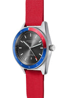 Sternglas Marus Sport 42mm Watch S02-MAS11-SP02, Anthracite Silver Dial, Sapphire Crystal, Sport Red Strap, 20 ATM Water Resistant