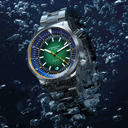 Sternglas MERION 42mm Automatic Watch S02-ME08-SET, Green-Orange Dial, Sapphire Crystal, Metal & Rubber Straps, 20 ATM Water Resistant