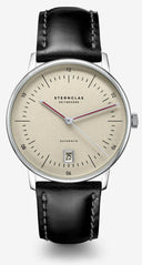 Sternglas NAOS AUTOMATIK Pro Oxford 38mm Automatic Watch S02-NAO26-BR02, Silver Dial, Sapphire Crystal, Bridle Black Leather Strap, 5 ATM Water Resistant