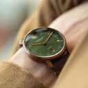 Sternglas NAOS AUTOMATIK Edition Bronze 38mm Watch S02-NAR19-VI17, Green Dial, Sapphire Crystal, Vintage Mocha Leather Strap, 5 ATM Water Resistant