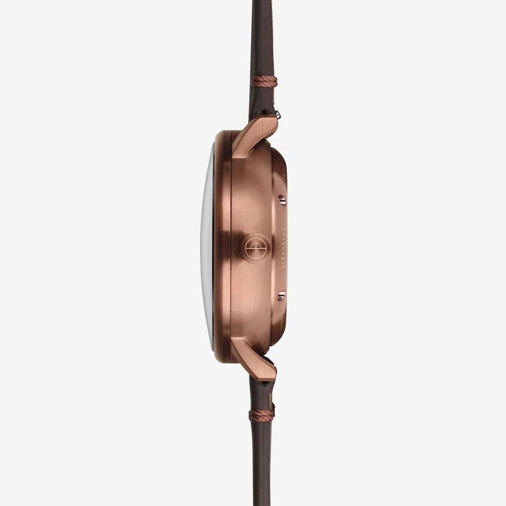 Sternglas NAOS AUTOMATIK Edition Bronze 38mm Watch S02-NAR19-VI17, Green Dial, Sapphire Crystal, Vintage Mocha Leather Strap, 5 ATM Water Resistant