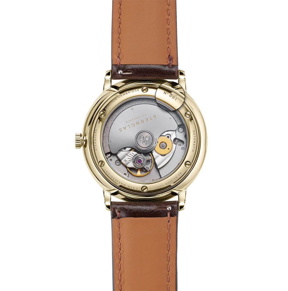 Sternglas NAOS AUTOMATIK Edition CAMBRIDGE 38mm Automatic Watch S02-NAC22-BR01, British Racing Green Dial, Sapphire Crystal, Bridle Dark Brown Leather Strap, 5 ATM Water Resistant
