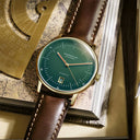 Sternglas NAOS AUTOMATIK Edition CAMBRIDGE 38mm Automatic Watch S02-NAC22-BR01, British Racing Green Dial, Sapphire Crystal, Bridle Dark Brown Leather Strap, 5 ATM Water Resistant