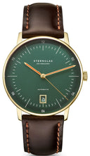 Sternglas NAOS AUTOMATIK Edition CAMBRIDGE 38mm Automatic Watch S02-NAC22-BR01, British Racing Green Dial, Sapphire Crystal, Bridle Dark Brown Leather Strap, 5 ATM Water Resistant