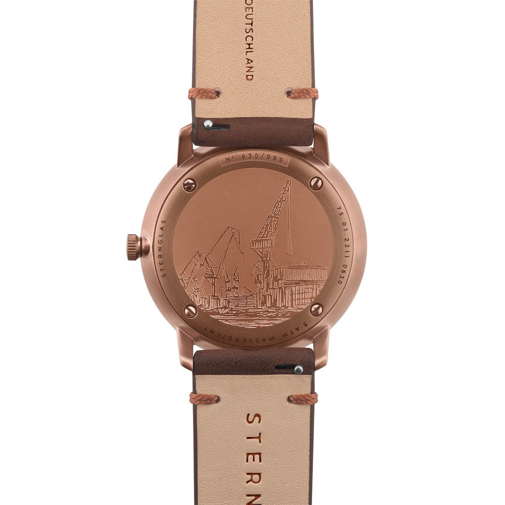 Sternglas NAOS EDITION BRONZE 38mm Automatic Watch S01-NAR19-VI17, Reed Green Dial, Sapphire Crystal, Vintage Mocha Leather Strap, 5 ATM Water Resistant