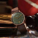 Sternglas NAOS EDITION BRONZE 38mm Automatic Watch S01-NAR19-VI17, Reed Green Dial, Sapphire Crystal, Vintage Mocha Leather Strap, 5 ATM Water Resistant