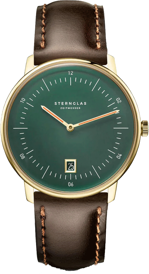 Sternglas NAOS Edition Cambridge 38mm Watch S01-NAC22-BR01, British Racing Green Dial, Sapphire Crystal, Bridle Dark Brown Leather Strap, 5 ATM Water Resistant