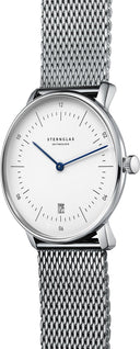 Sternglas Naos 38mm Quartz Watch S01-NA01-MI04, White Silver Dial, Sapphire Crystal, Premium Silver Milanese Strap, 5 ATM Water Resistant