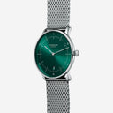 Sternglas NAOS 38mm Quartz Watch S01-NA08-MI04, Sunburst Green Silver Dial, Sapphire Crystal, Milanaise Silver Mesh Strap, 5 ATM Water Resistant