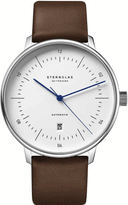 Sternglas NAOS XL 42mm Automatic Watch S02-NX01-PR04, White Dial, Sapphire Crystal, Premium Dark Brown Leather Strap, 5 ATM Water Resistant