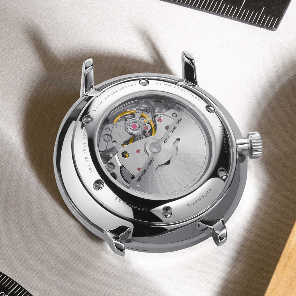 Sternglas NAOS XL 42mm Automatic Watch S02-NX01-MI04, White Dial, Sapphire Crystal, Silver Milanaise Mesh Bracelet, 5 ATM Water Resistant