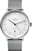 Sternglas NAOS XL 42mm Automatic Watch S02-NX01-MI04, White Dial, Sapphire Crystal, Silver Milanaise Mesh Bracelet, 5 ATM Water Resistant