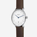Sternglas NAOS XL 42mm Quartz Watch S01-NX01-PR04, White Dial, Sapphire Crystal, Premium Dark Brown Leather Strap, 5 ATM Water Resistant