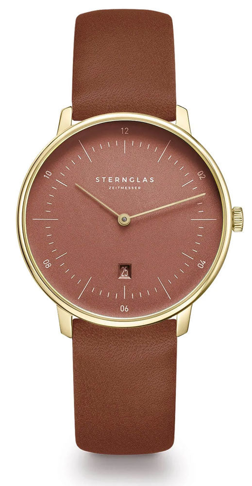 Sternglas NAOS XS EDITION FLORA 33mm Quartz Watch S01-NDF21-KL11, Terracotta Gold Dial, Sapphire Crystal, Classic Terracotta Leather Strap, 5 ATM Water Resistant