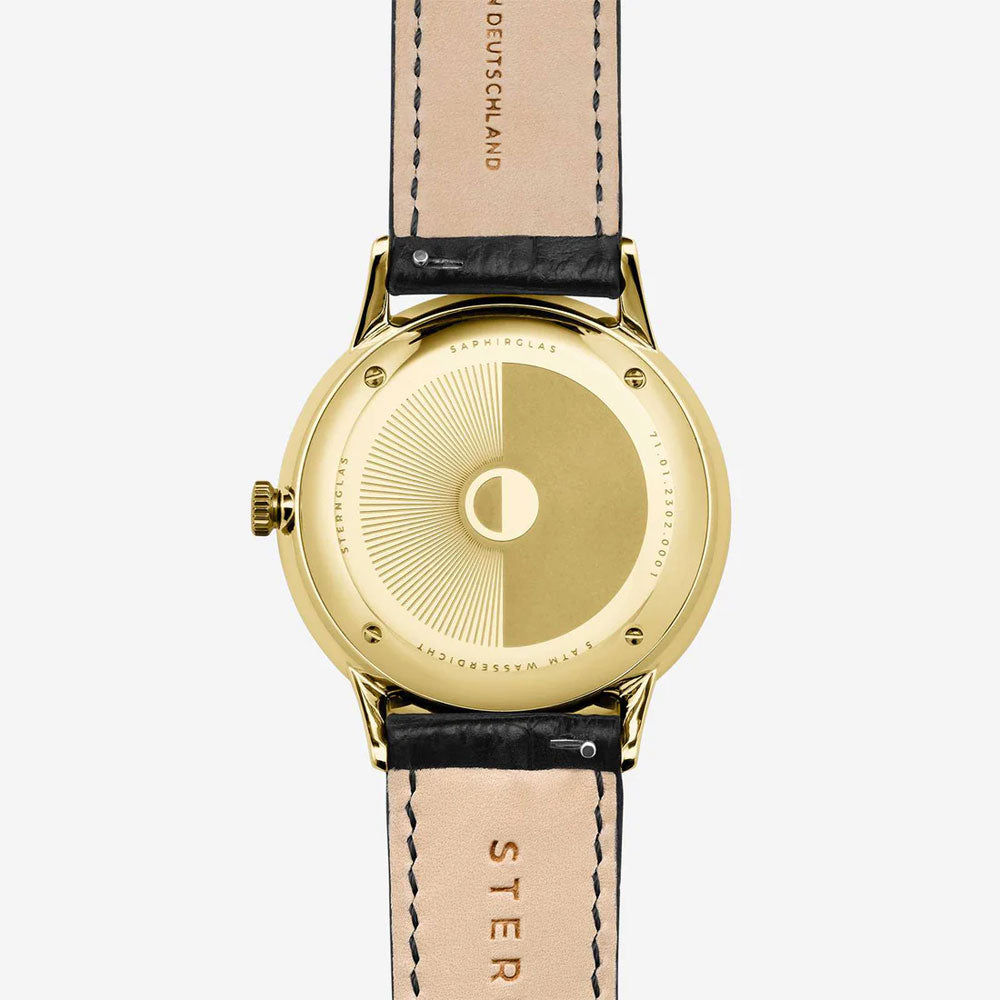 Sternglas SEDIUS 40mm Quartz Watch S01-SD04-HE03, Black-Anthracite Dial, Sapphire Crystal, Heritage Black Leather Strap, 5 ATM Water Resistant