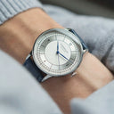 Sternglas SEDIUS 40mm Quartz Watch S01-SD01-HE02, White-Silver Dial, Sapphire Crystal, Heritage Dark Blue Leather Strap, 5 ATM Water Resistant