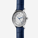 Sternglas SEDIUS 40mm Quartz Watch S01-SD01-HE02, White-Silver Dial, Sapphire Crystal, Heritage Dark Blue Leather Strap, 5 ATM Water Resistant