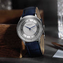 Sternglas SEDIUS 40mm Quartz Watch S01-SD01-HE02, White-Silver Dial, Sapphire Crystal, Heritage Dark Blue Leather Strap, 5 ATM Water Resistant