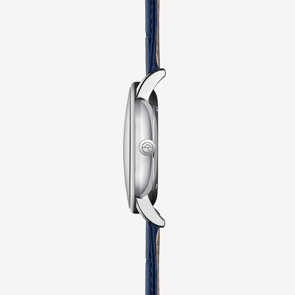 Sternglas SEDIUS 40mm Quartz Watch S01-SD01-HE02, White-Silver Dial, Sapphire Crystal, Heritage Dark Blue Leather Strap, 5 ATM Water Resistant