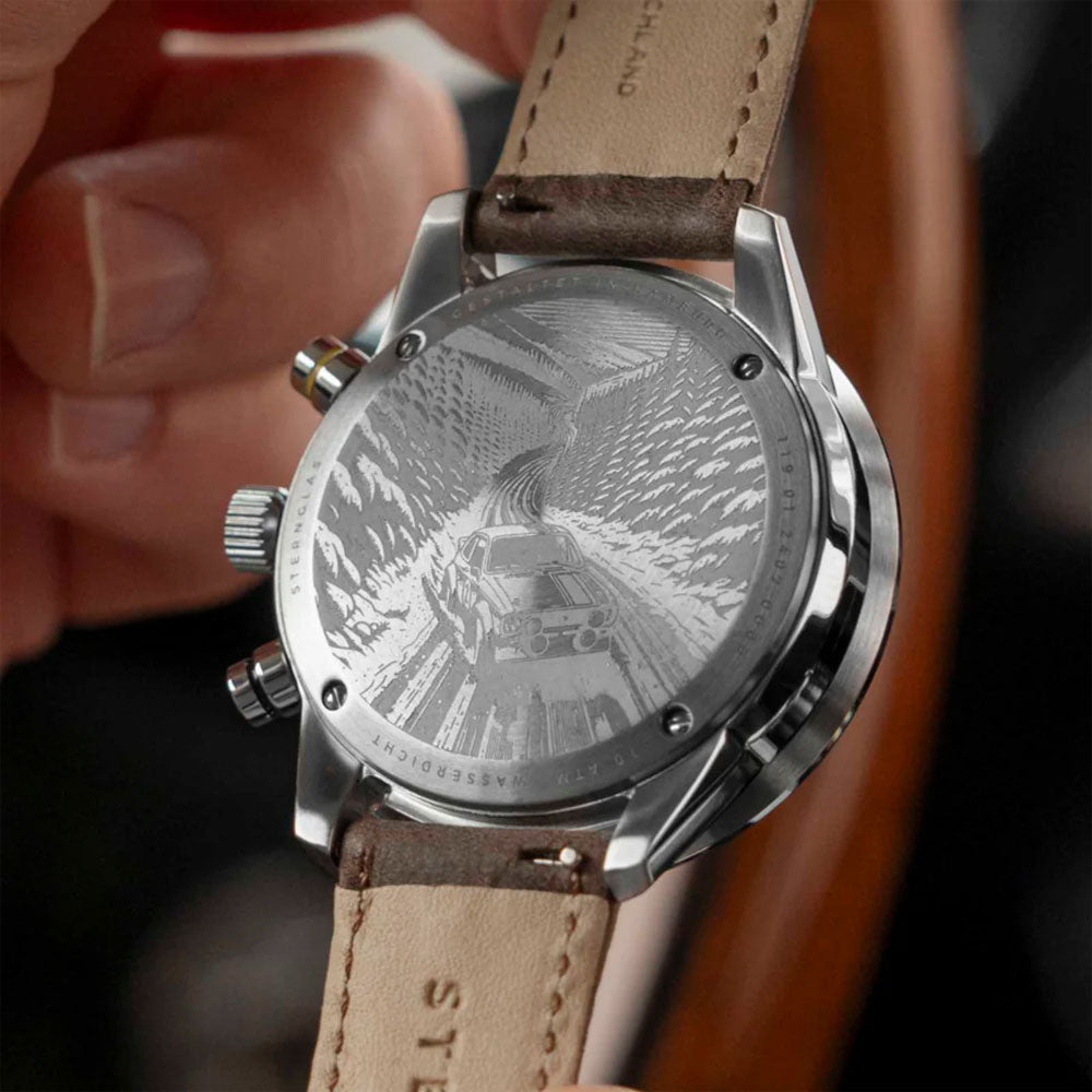 Sternglas Tachymeter 2.0 – Dark Blue / Brown Leather – S01-TM06-MO23