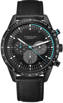 Sternglas TACHYMETER Edition Meteor 42mm Quartz Watch S01-TYM05-MO08, Black Dial, Sapphire Crystal, Modena Black Leather Strap, 5 ATM Water Resistant