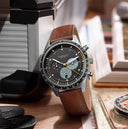 Sternglas Tachymeter 42mm Watch S01-TY03-MO11, Black Dial, Sapphire Crystal, Modena 20 Brown Leather Strap, 5 ATM Water Resistant