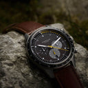 Sternglas Tachymeter 42mm Watch S01-TY03-MO11, Black Dial, Sapphire Crystal, Modena 20 Brown Leather Strap, 5 ATM Water Resistant