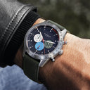 Sternglas Tachymeter 42mm Watch S01-TY06-MO17, Blue Dial, Sapphire Crystal, Modena 20 Green Leather Strap, 5 ATM Water Resistant