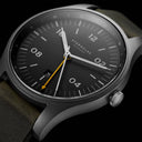 Sternglas Taiga GMT 42mm Watch S01-TA11-VI18, Anthracite Silver Dial, Sapphire Crystal, Vintage NATO Green Leather Strap, 10 ATM Water Resistant