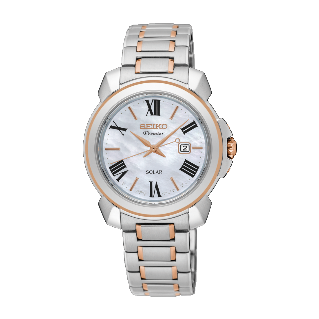 Seiko Premier Ladies Watch SUT322P1 – Japanese Made 40mm Solar-Powered Stainless Steel Watch, Sapphire Crystal, Date Display, 100M Water Resistance