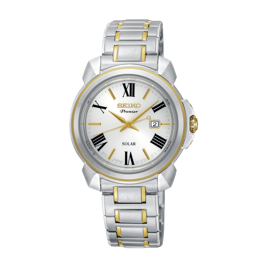 Seiko Premier Ladies' Two-Tone Solar Watch SUT346P1 – Japanese Made 31.5mm Solar-Powered Watch, Sapphire Crystal, Stainless Steel, 100M Water Resistance