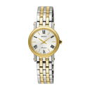 Seiko Premier Two-Tone Ladies' Watch SWR026P1 – Japanese Made 24.5mm Quartz Watch, Stainless Steel, Sapphire Crystal, Roman Numerals, 30M Water Resistance