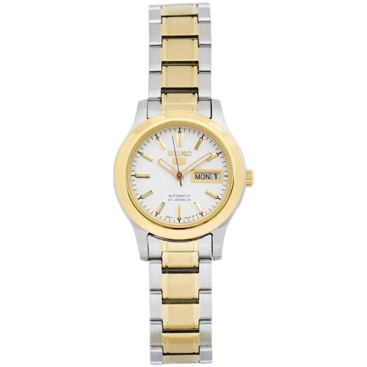 Seiko 5 SYMD90K1 two-tone automatic ladies watch with white dial