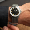Sternglas EGOR 38mm Quartz Watch S01-EG03-FI04, Black Dial, Sapphire Crystal, Grey Field Nylon Strap, 5 ATM Water Resistant