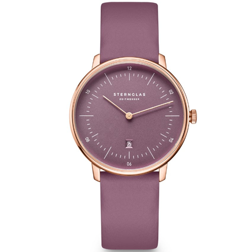 Sternglas NAOS XS Flora 33mm Quartz Watch S01-NDF28-KL15, Lavender Dial, Sapphire Crystal, Klassik Lavender Leather Strap, 5 ATM Water Resistant