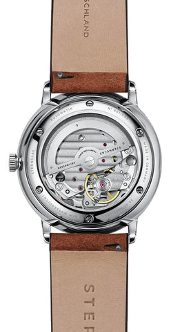 Sternglas SELECTA 38mm Automatic Watch S02-SE01-VI14, White Dial, Sapphire Crystal, Vintage Mahogany Leather Strap, 5 ATM Water Resistant