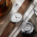 Sternglas SELECTA 38mm Automatic Watch S02-SE01-VI14, White Dial, Sapphire Crystal, Vintage Mahogany Leather Strap, 5 ATM Water Resistant