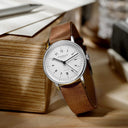 Sternglas SELECTA 38mm Automatic Watch S02-SE01-VI14, White Dial, Sapphire Crystal, Vintage Mahogany Leather Strap, 5 ATM Water Resistant
