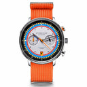 Sternglas Hamburg Chrono Regatta 42mm Watch S01-HC36-FI02, Silver Dial, Sapphire Crystal, Field Signal Orange Nylon Strap, 5 ATM Water Resistant