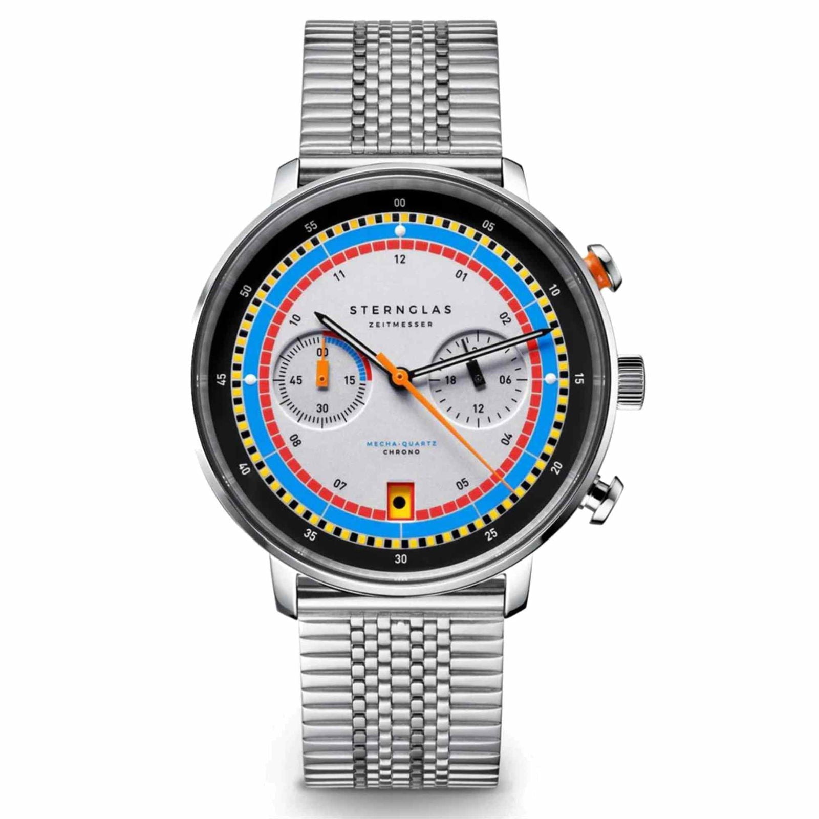 Sternglas Hamburg Chrono Regatta 42mm Watch S01-HC36-ME08, Silver Dial, Sapphire Crystal, Stainless Steel Bracelet, 5 ATM Water Resistant